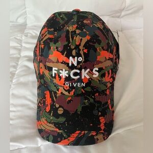 Black Splatter No F*cks Given Baseball Cap NWT!